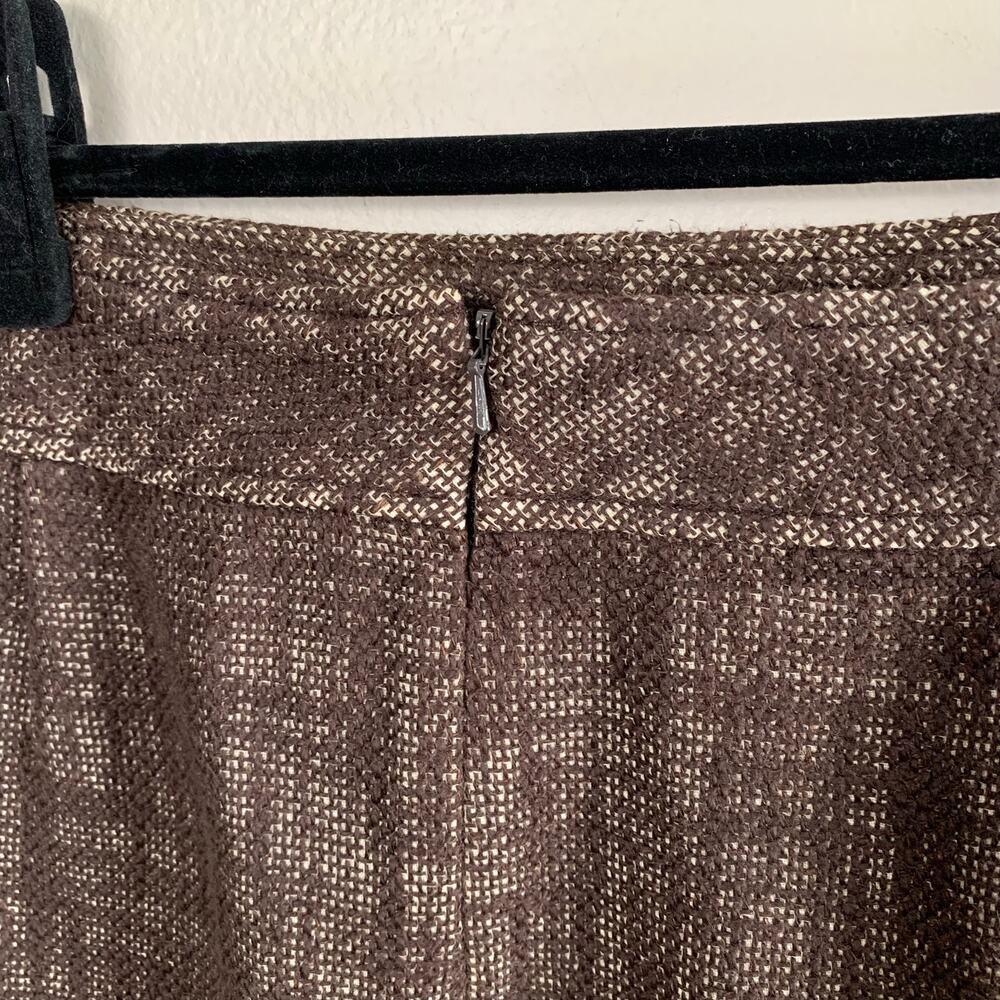 Talbots Petites Brown Tweed Skirt Suit 12P Career Business Jacket Cotton Linen - Picture 11 of 13